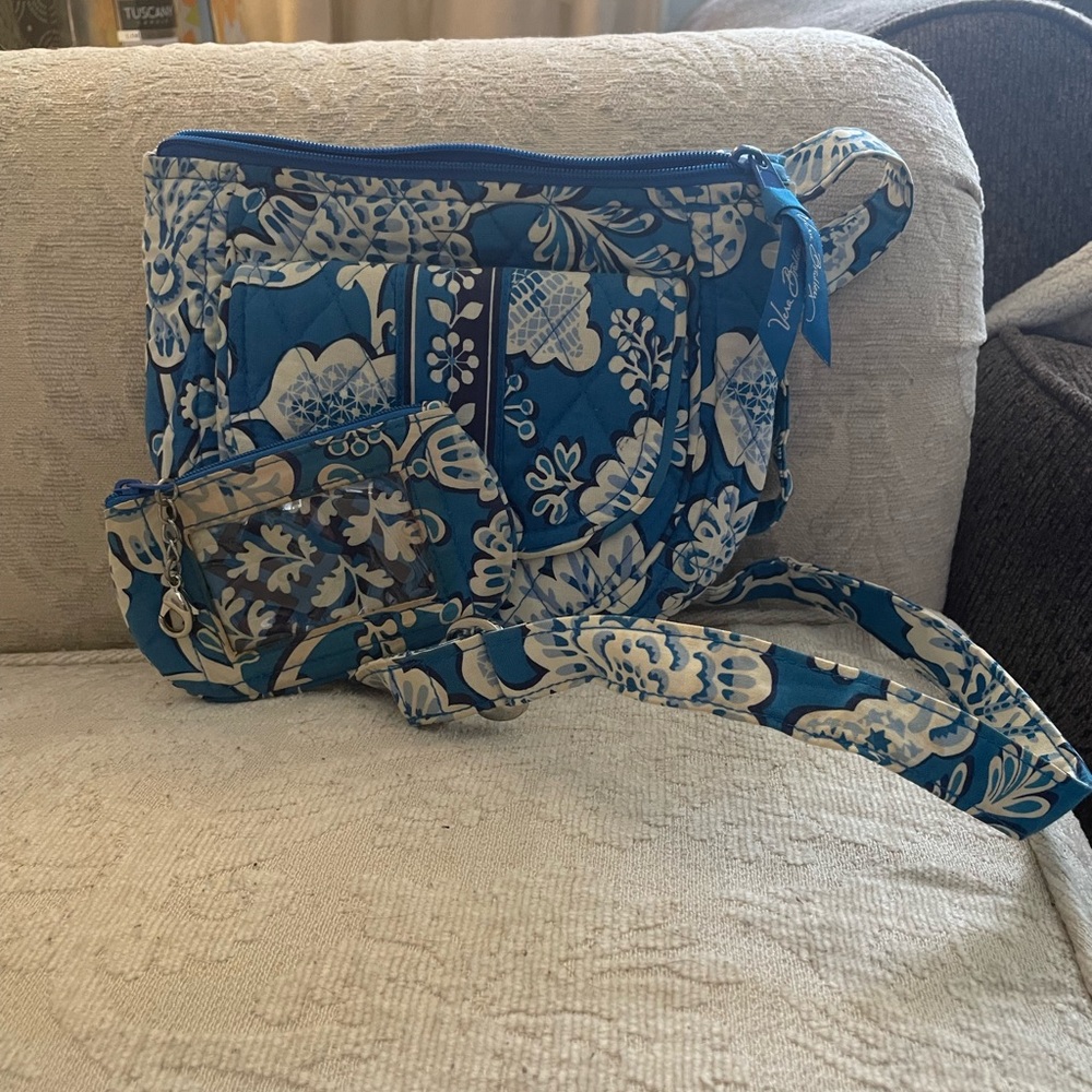 Vera Bradley Blue and White Floral Crossbody Bag
